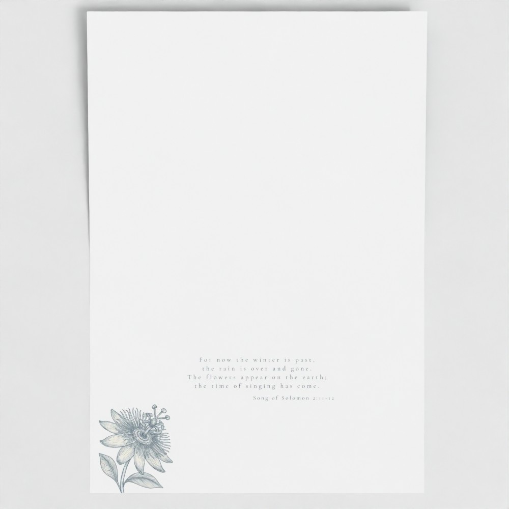 Inside of HOPE card showing liturgical bible verse and botanical image.