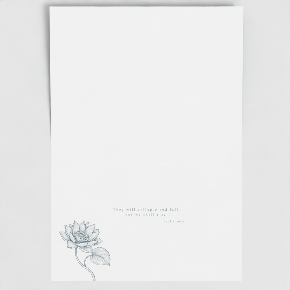 Inside of RISE card showing liturgical bible verse and botanical image.