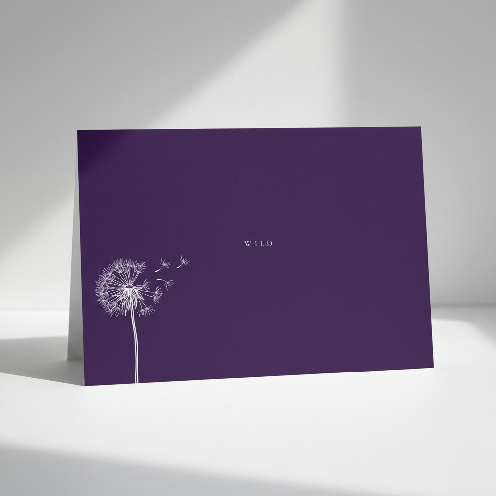 Pectore and Eden Wild greetings card front featuring white text and botanical design.