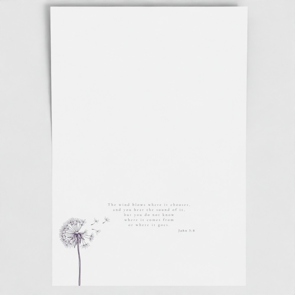 Inside of WILD card showing liturgical bible verse and botanical image.