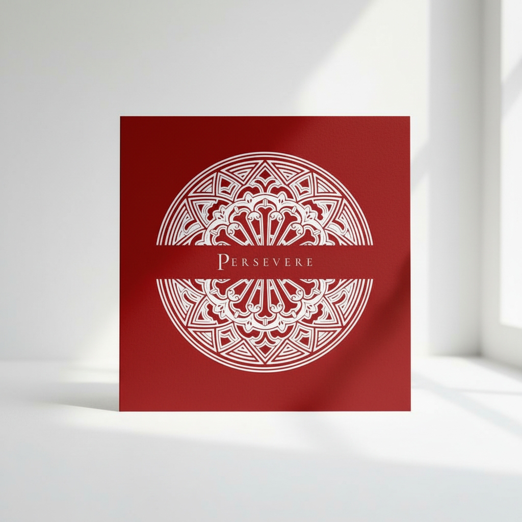 PERSEVERE Gothic Art Card | Cardinal Red