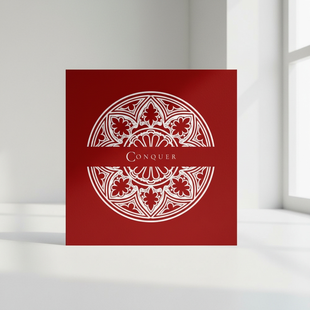 CONQUER Gothic Art Card | Cardinal Red